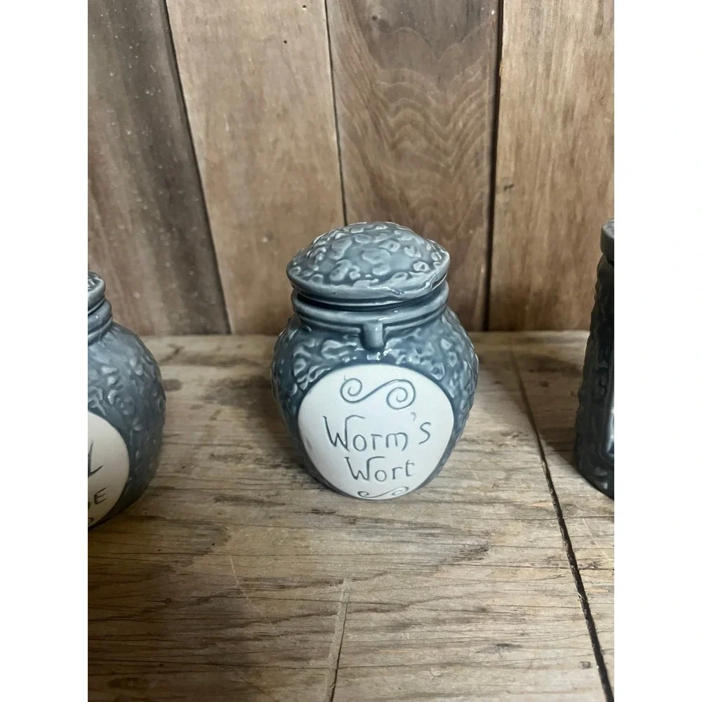 Disney Nightmare Before Christmas Spice Jar Set Deadly Night Shade Worms Wort